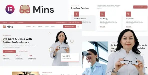 Mins – Eye Care Clinic Services Elementor Template Kit